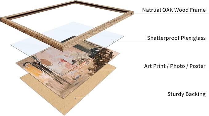 Poster Master Vintage Abstract Poster - Retro City Landscape Painting Print - City Art - Moody Art - Modern Farmhouse Art - Aesthetic Art - Great Living Room or Office Decor, 16x20 Beige Framed