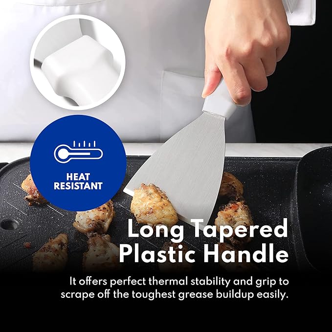 New Star Foodservice 38347 Plastic Handle Slant Edge Grill Scrapers, 4 by 8.5-Inch, White