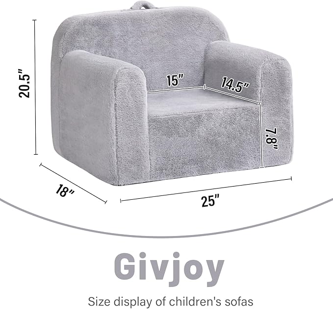 Toddler Chair Plush Kids Couch, Comfy Kids Sofa Toddler Lounger Chair for Bedroom, Convertible Toddler Couch for Girls and Boys, Reading Chair for Kids