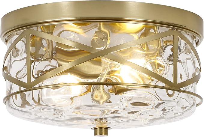 2-Light Flush Mount Ceiling Light Farmhouse Kitchen Island Ceiling Light with Bubble Glass Close to Ceiling Light Fixture for Living Room Bedroom Foyer Hallway