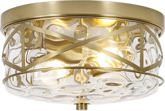 2-Light Flush Mount Ceiling Light Farmhouse Kitchen Island Ceiling Light with Bubble Glass Close to Ceiling Light Fixture for Living Room Bedroom Foyer Hallway