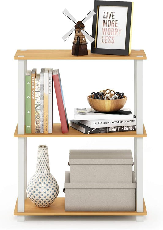 Furinno Turn-S-Tube 3-Tier Compact Multipurpose Shelf Display Rack, Square, Beech/White, 3-Tier Square Tubes