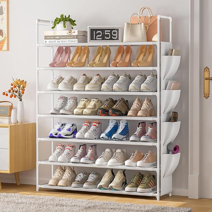 Shoe Rack 7 Tier Shoe Organizer Shoe Storage 28-35Pairs Shoe Rack for Closet Shoe Rack Organizer Entryway Shoe Holder Space Saving Shoe Shelf Shoe Stand Large Tall Shoe Tower Garage