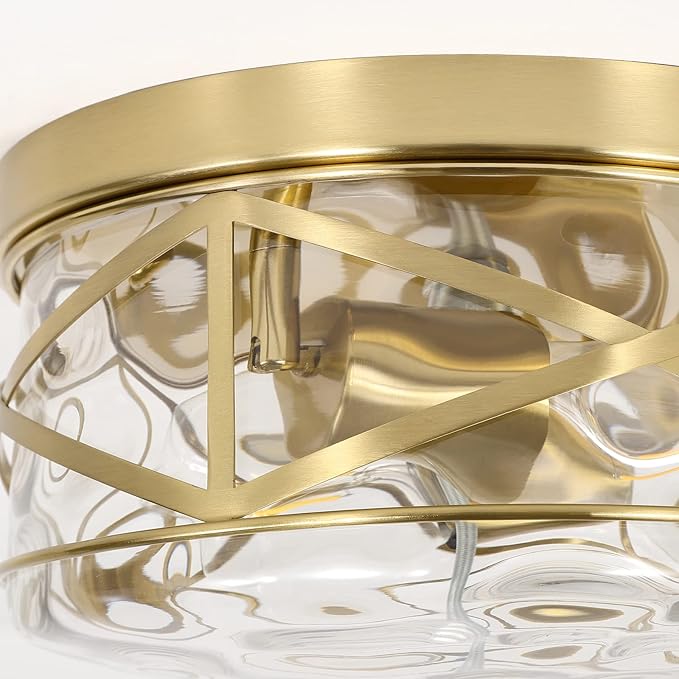 2-Light Flush Mount Ceiling Light Farmhouse Kitchen Island Ceiling Light with Bubble Glass Close to Ceiling Light Fixture for Living Room Bedroom Foyer Hallway