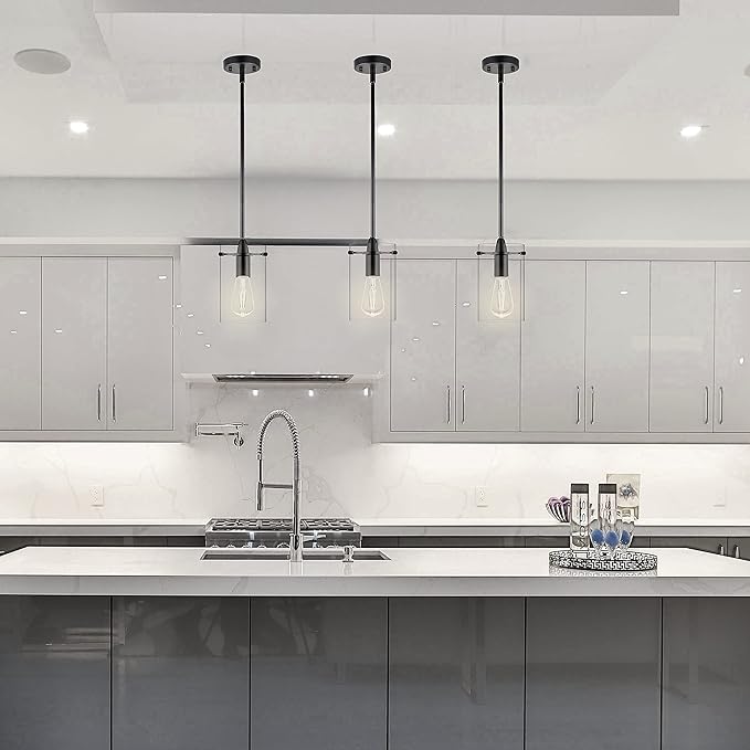 Black Pendant Lights Kitchen Island - Medium Clear Glass Pendant Light Fixture