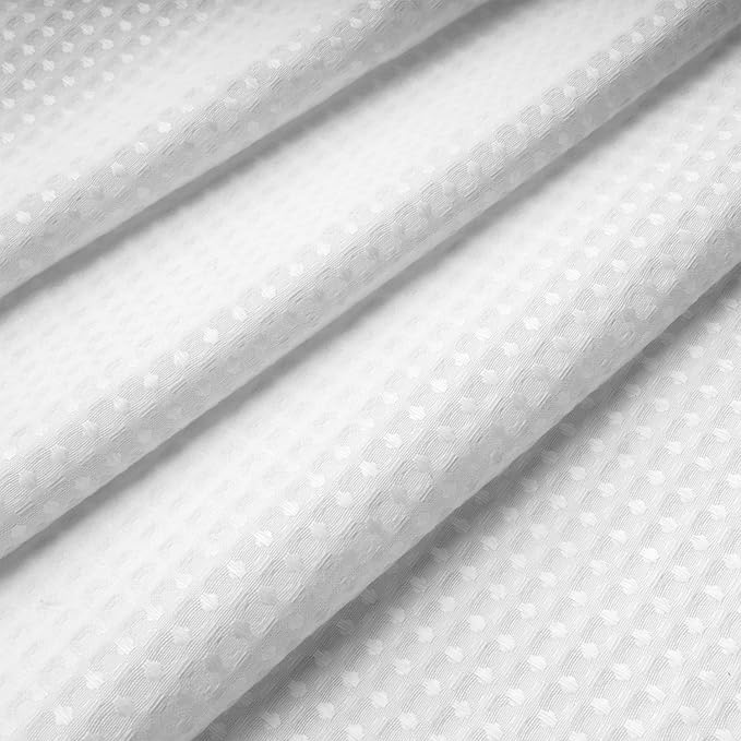 N&Y HOME 54 Inch Waffle Weave Shower Curtain with Snap-in Fabric Liner & 12 Metal Hooks Set - 54" x 72" Shower Stall Size, Hotel Style & Mesh Top Window, Machine Washable - White, 54x72