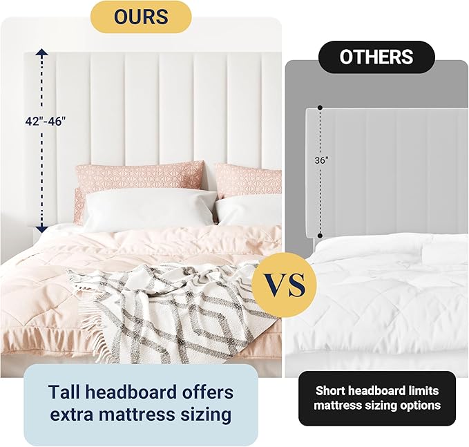 Allewie Queen Size Storage Bed Frame, Vertical Channel Tufted Adjustable Headboard, Velvet Upholstered Platform Bed with 4 Oversized Underbed Drawers, Wooden Slats Support, No Box Spring Needed, White