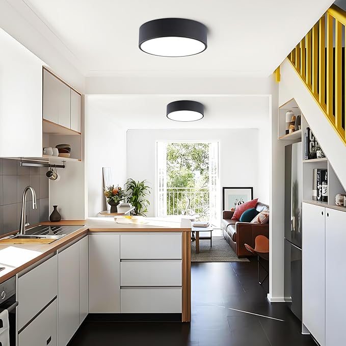 Dimmable Modern Flush Mount Ceiling Light Fixture,Matte Black Round LED Lights Fixtures,5CCT 2700K-6000K Lighting for Kitchen Hallway Bedroom Laundry Room Hall Entryway Closet Bathroom 11.8in