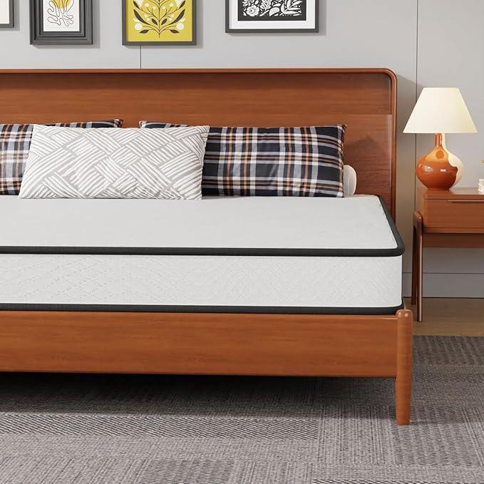 PayLessHere 6 Inch Hybrid Mattress with Innerspring and Foam/Fiberglass Free/Medium Firm Spring Mattress/King Size Mattress in a Box/CertiPUR-US Certified/Cool Sleep Pressure Relief