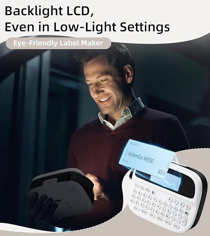 Label Maker Machine with Tapes, Label Maker Waterproof-Labels, Rechargeable Bluetooth Labeler, Portable Labeling Machine with Backlit LCD, M950 Handheld Label Printer for Office Home Use
