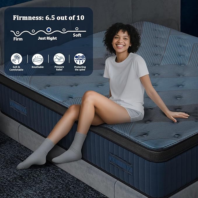 14 Inch Twin Size Mattress in a Box, Medium Firm Hybrid with Lumbar Foam and Zoned Pocket Springs for Pressure Relief and Edge Support