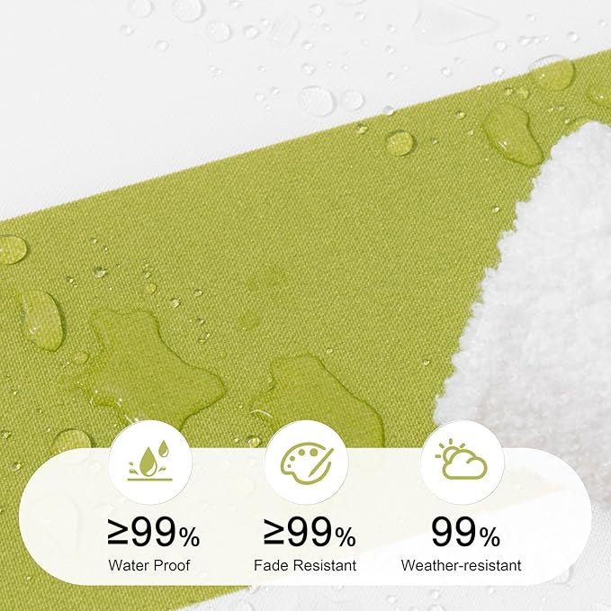 Crestlive Products Chaise Lounge Cushions Set of 2, Outdoor Cushions for Patio Furniture, Water Resistant Lounge Chair Cushion for Pool, Deck, Lawn, 80''L x 21''W, Green White Stripe