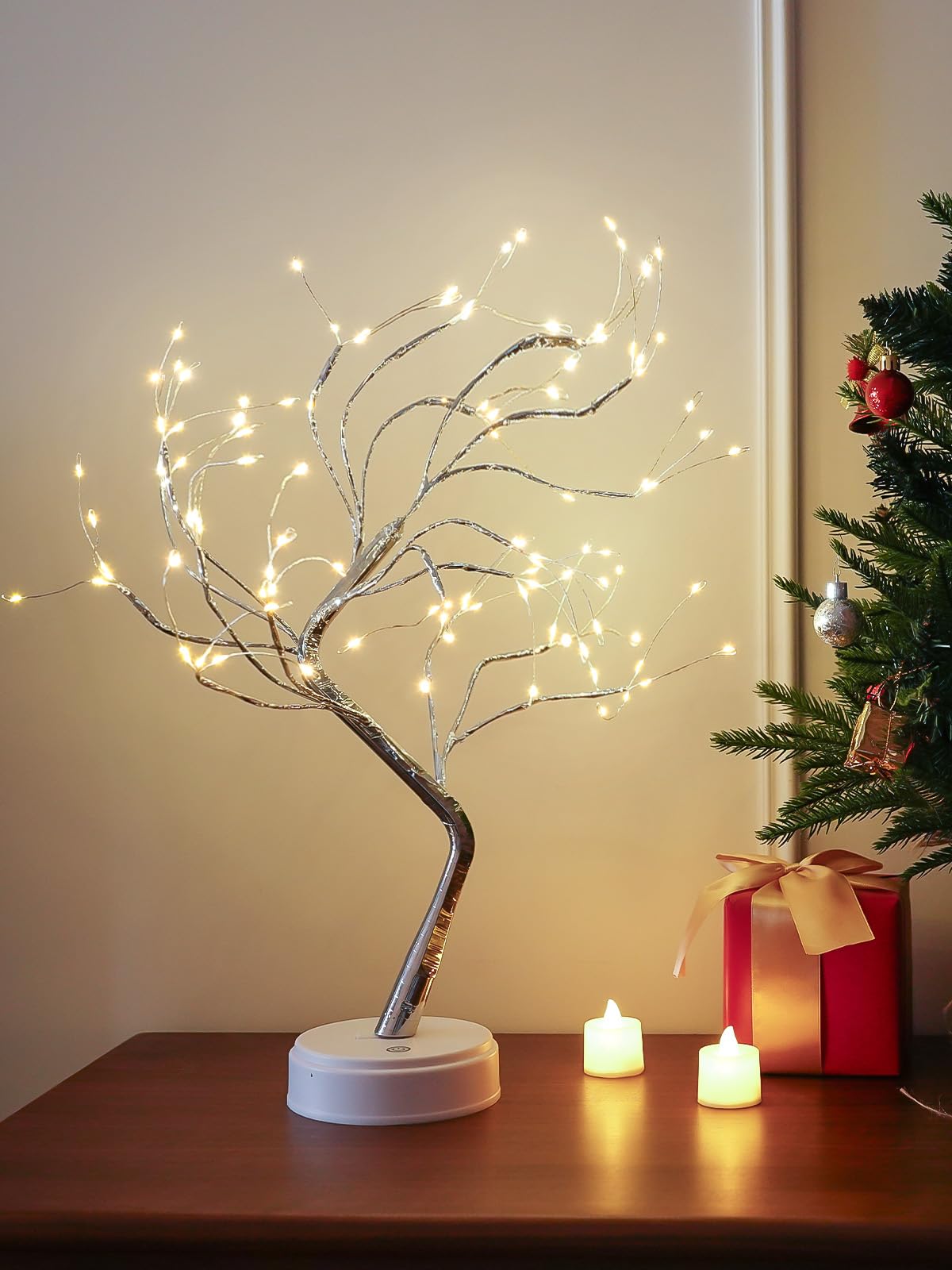 2 Pack Christmas Fairy Lights Spirit Tree, 20" 108 LED Tabletop Mini Twinkle Tree Lights Warm White with 2 Modes, USB & Battery Christmas Artificial Bonsai Trees Lamp for Home Bedroom Indoor DIY Decor