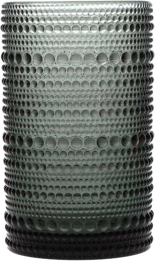 Fortessa Jupiter Beaded Hobnail Glass, 13 Ounce Iced Beverage (Set of 6), Storm