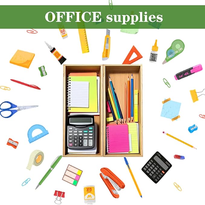 Desktop organizer, Bamboo storage tray for small tools, For office cabinets Bathroom 11.8x4.92x1.34 Inches(1 - PCS)