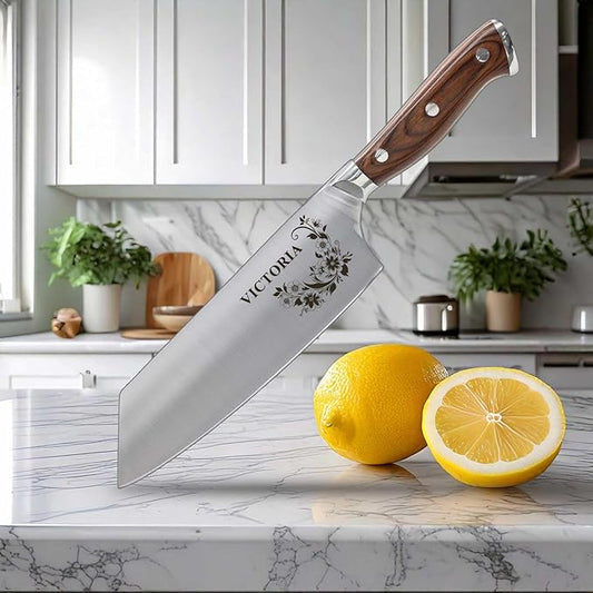 Shape28 Personalized Kitchen 7 Inch Professional Culinary Knife - Customize Chopping, Mincing, Slicing and Dicing, Meat - High Carbon Steel with Gift Box and Blade Cover