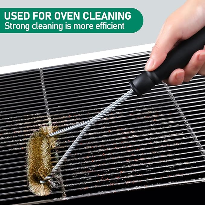 2 Pieces Grill Brush, 12 Inch Non-Scratch Brass Bristles Grill Cleaning Brush, Wide Faced Spiral Barbeque Grill Accessories for Kitchen, Outdoor Grill