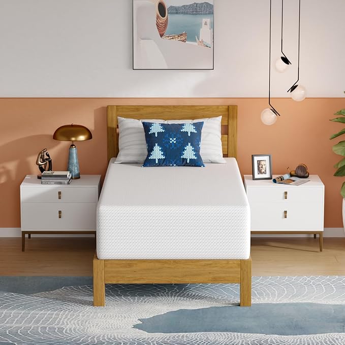 PayLessHere 14 Inch Twin Mattress Base Foam Mattress,Removable Soft Cover,Bunk Bed, Trundle, Daybed,White，Fiberglass Free