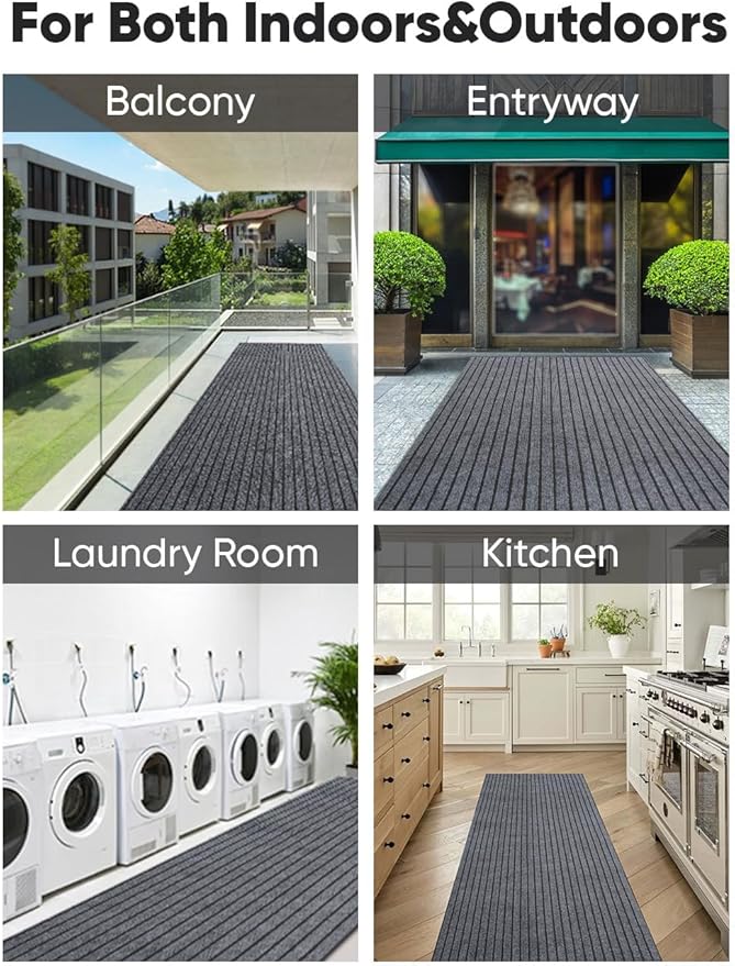 Runner Rugs 3 x 10 ft with Rubber Backing, Non Slip Carpet Runner Rug for Hallway Waterproof Indoor Outdoor Floor Mat Custom Size Area Rugs for Entryway Balcony Patio Kitchen Garage Stair Laundry