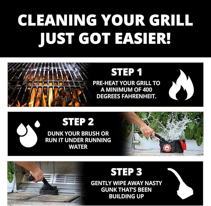 Grill Rescue BBQ Replaceable Scraper Cleaning Head, [Rescue-Upgraded], Bristle Free, Durable and Unique Scraper Tools for Cast Iron or Stainless-Steel Grates, Barbecue Cleaner (Rescue Pro)