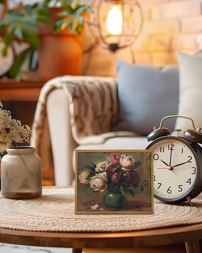 InSimSea Framed Wall Art for Living Room Rose Flower Valentine Decor Mid Century Modern Wall Decorations Vintage Floral Wall Art for Bedroom Farmhouse Kitchen Office Bathroom Decor 8x10in