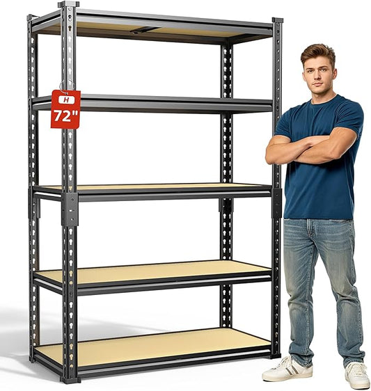 TigerParty 2020LBS Garage Shelving Units, 5-Tier Storage Shelves Heavy Duty, Adjustable Metal Organizer Utility Rack for Kitchen, Closet, Warehouse, Pantry, 72" H x 35.55" W x 16" D