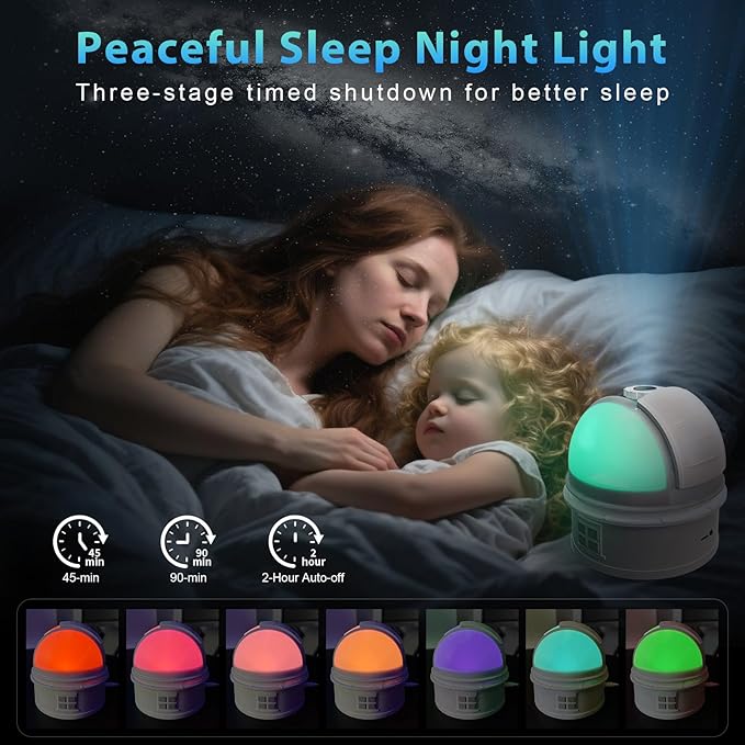 Planetarium Star Projector for Bedroom Decor with Bluetooth Speaker, 12 in 1 Galaxy Projector for Kids Adults Space Galaxy Lamp, 12 Planet Milky Way Discs, 8 White Noises, 8 Colors Night Light, Timer