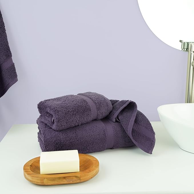 Chakir Turkish Linens | Hotel & Spa Quality 100% Cotton Premium Turkish Towels | Soft & Absorbent (Personalized 3-Piece Towel Set, Plum)
