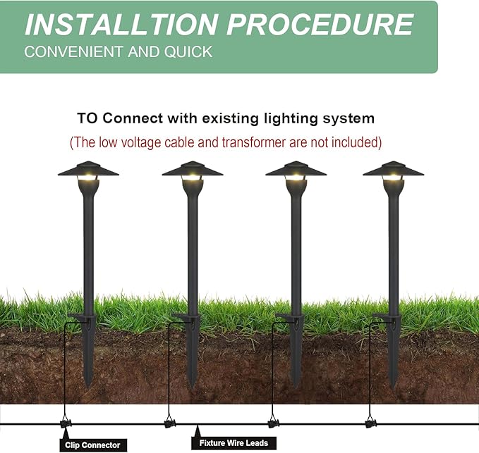 Low Voltage Pathway Lights LED Landscape Lights, 4.5W 12V AC/DC, 3000K Warm White, Cast-Aluminum, IP65 Waterproof, ETL Listed, for Yard, Walkway, Garden, 4 Pack
