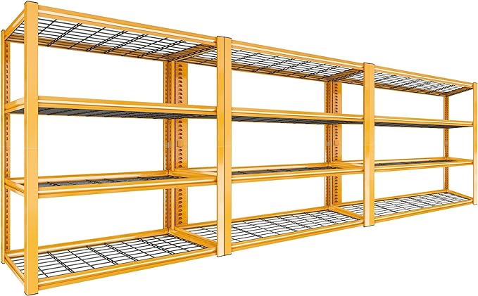 REIBII 40" W Garage Shelving 2240 LBS Storage Shelves Adjustable Heavy Duty Shelving 4 Tier Metal Shelves for Storage 59.5"H Metal Shelf for Pantry Basement Warehouse 40"W × 19.5"D × 59.5"H, 3 Pack