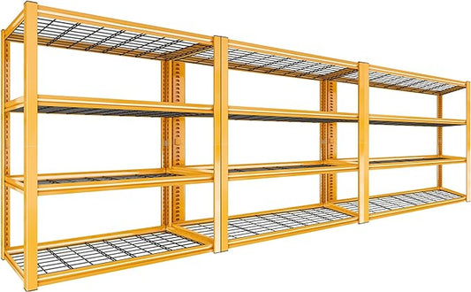 REIBII 40" W Garage Shelving 2240 LBS Storage Shelves Adjustable Heavy Duty Shelving 4 Tier Metal Shelves for Storage 59.5"H Metal Shelf for Pantry Basement Warehouse 40"W × 19.5"D × 59.5"H, 3 Pack