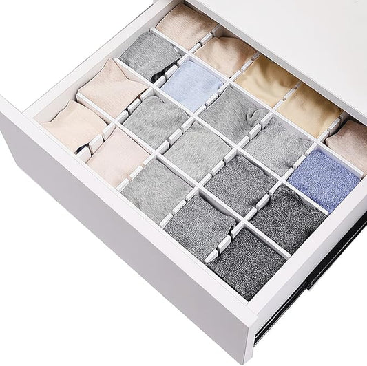Drawer Divider,Adjustable Drawer Dividers Organizers for Baby Clothes, Underwear,Sock,Expandable Office Dresser Bathroom Desk Kitchen Separators Organizer (8 Pcs White)