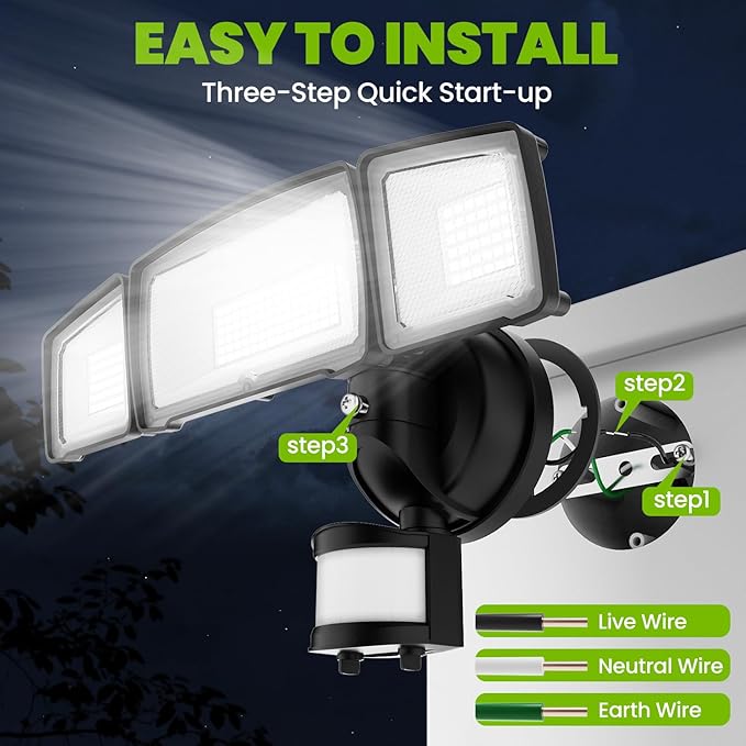 MAGAGUVU 100W Flood Lights Outdoor, 9000lm Bright LED Work Light with Plug, 6500K Daylight White LED Flood Lighting, IP66 Waterproof Security Yard Lights for Yard Garage Stadium