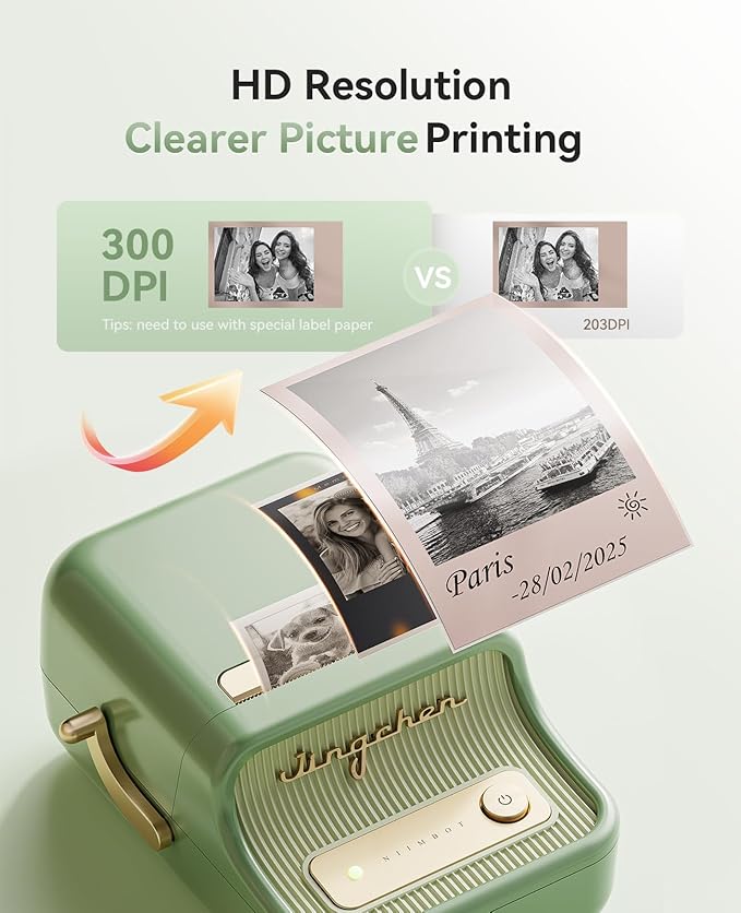 NIIMBOT B21 Pro Label Maker, 300DPI HD Label Printer, Ideal for Notes,Photos, Study Graphics, Memo Maker,50x30mm Label,230Pcs(Pine Green)