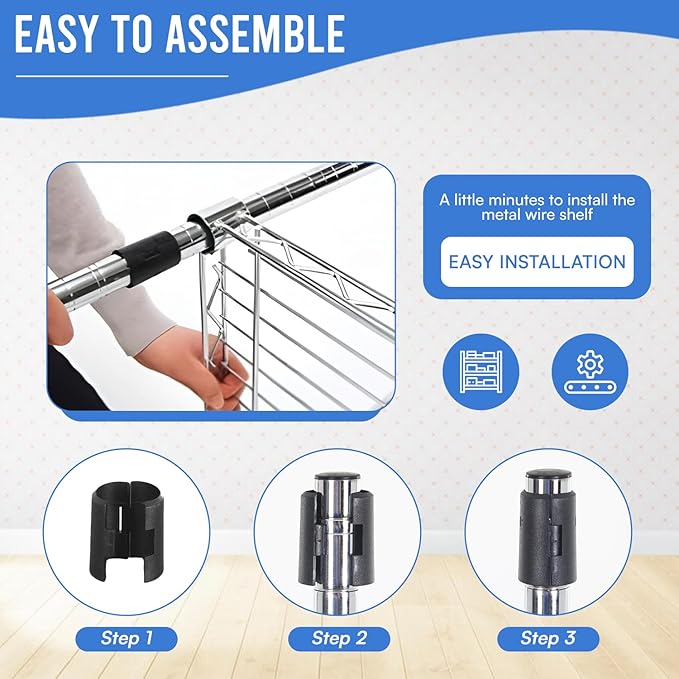 PayLessHere 6-Tier Adjustable Metal Storage Shelves - Max Load Capacity 600 lbs - Easy Assembly - 12" W x 17" D x 64" H NSF Certified - Versatile for Various Uses,Chrome