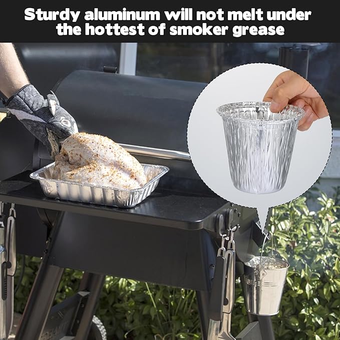 40 Pcs BAC407 Grease Bucket Liner Compatible for Traeger Pellet Wood Grill Smoker, 4.3” x 4” Drip Bucket Liner Replacement Universal Grease Cups Grill Accessories Drip Tray Liner