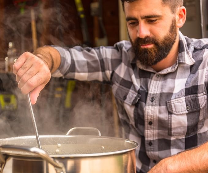 Northern Brewer - MegaPot Stainless Steel Brew Kettle with Volume Markings (8 Gallon w/Valve and Thermometer)