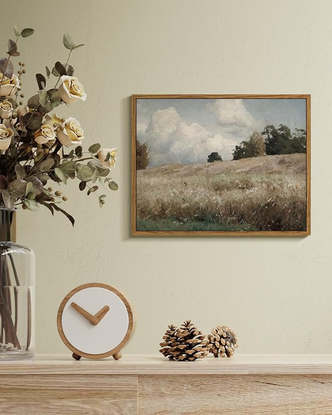 InSimSea Framed Canvas Wall Art Vintage Decor, Cornfield Countryside Scenery Rustic Farmhouse Wall Decoration, Country Decor Wall Art for Bedroom, Living Room Kitchen Bathroom, 11"x14"