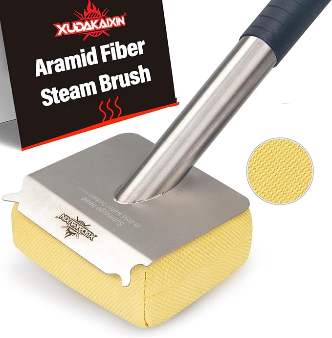 Grill Brush Bristle Free,BBQ Replaceable Scraper Cleaning Head,Safe Grill Accessories for Cast Iron Grates/Porcelain/Weber Gas/Charcoal Grill,Grill Brush for Outdoor Grill-Yellow