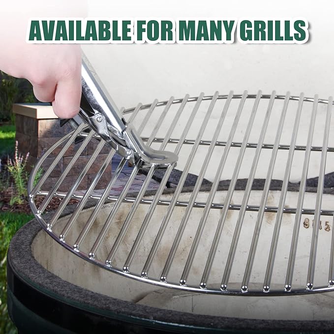 Grill Grate Lifter Gripper and Ash Tool Set for M/L Big Green Color Egg,Stainless Steel BBQ Ash Tool Poker and Ash Pan for Kamado Joe Classic