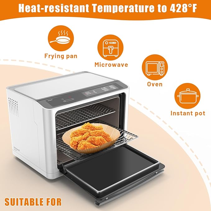 Air Fryer Liners Disposable, 100PCS Non-stick Disposable Airfryer Liners, 9 Inch Unbleached Parchment Paper, Round Air Fryer Paper Liners for 5-8QT Air Fryer, Baking, Roasting Microwave