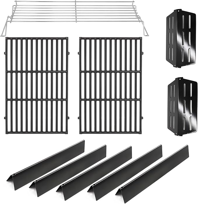 Criditpid Grill Replacement Parts for Weber Genesis 300 Series, 7620 Flavorizer Bars, 7622 Heat Deflector, 7528 Grates & 65054 Warming Rack Kit for Weber 310 S310 E320 E330 S330 EP310 Grill