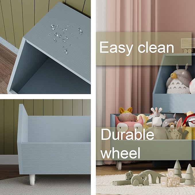 Toy Storage and Organizer for Kid, Boys and Girls Muti-Functional Bookcase and Storage Bin with Moveable Drawers, Children Toddler Storage Carbinet for Playroom, Bedroom, Nursery Sky Blue