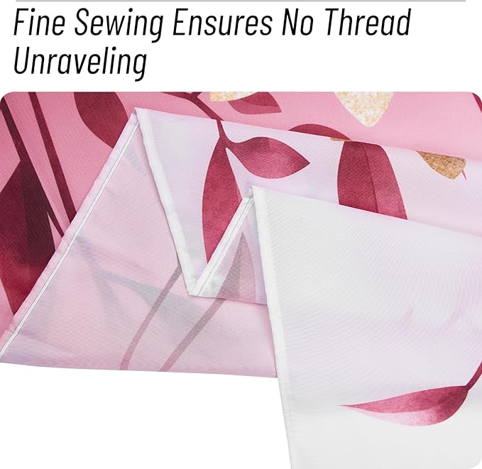 Eucalyptus Shower Curtain, Ombre Floral Leaves Plant Washable Fabric Bath Decor with 12 Hooks 72x72 inches, Pink