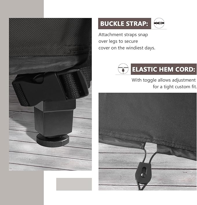 ULTCOVER 600D Tough Canvas Heavy Duty Square Patio Table and Chair Cover - Waterproof Outdoor General Purpose Furniture Covers 86 inch, Black