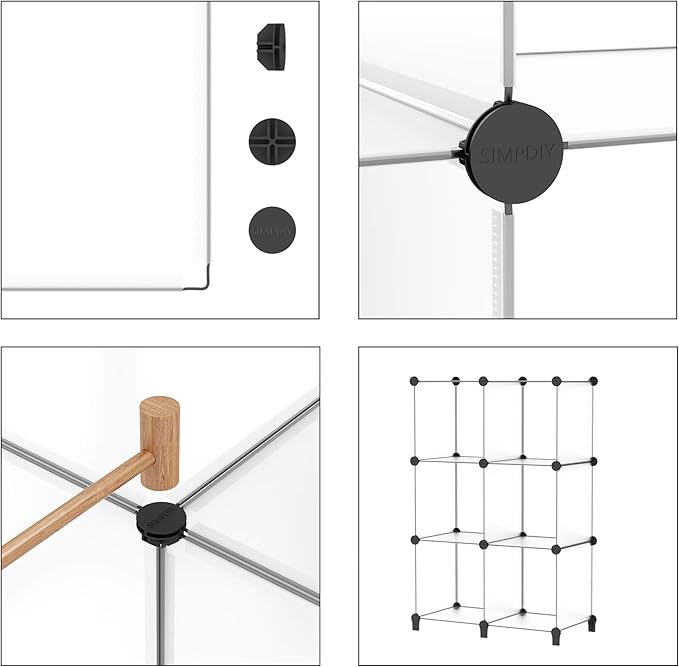HOMIDEC 20-Cube Storage Shelf, Storage Bookcase Bookshelf with Metal Hammer, Storage Cubes Organizer Cabinet for Kids, Closet, Bedroom, Bathroom, (11.8x11.8x11.8 inch)