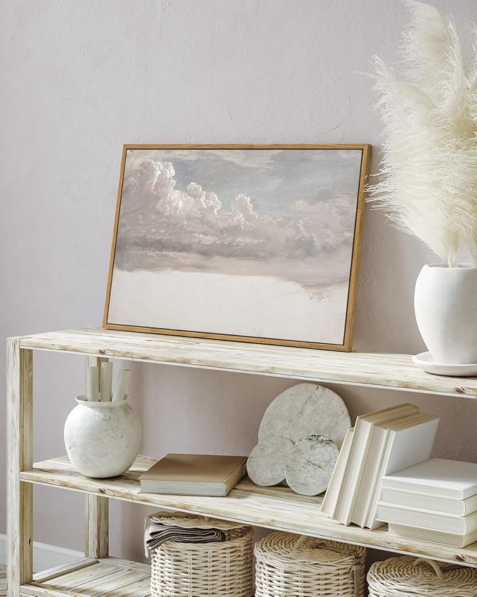 InSimSea Framed Canvas Wall Art Vintage Decor, Home Decor Classical Oil Painting Cloud Study Large Wall Decorations for Living Room, Canvas Pictures Art for Bedroom Bathroom Gallery, 16"x24"