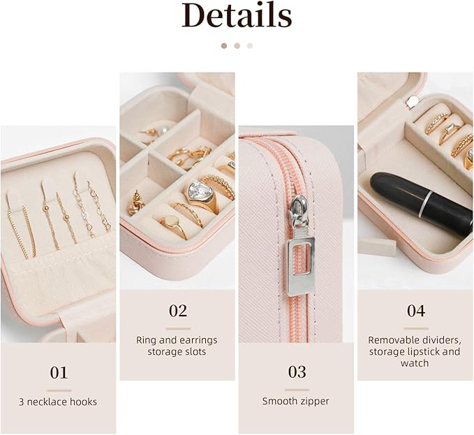 Personalized Jewelry Box Gifts for Women - Custom Jewelry Organizer with Image Text Logo - Customized Travel Leather Jewelry Case for Mom Wife Wedding Girls