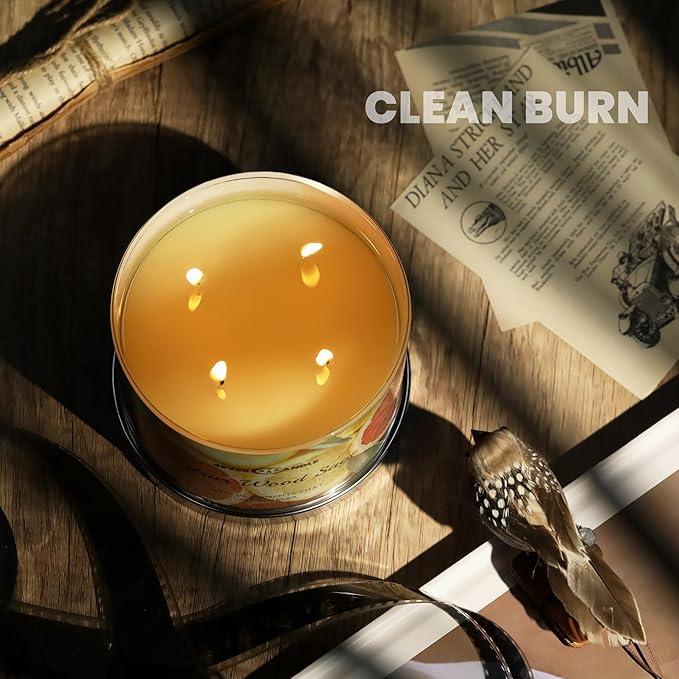Soy Wax Blend Candle for Home, 4-Wick Candles in Citrus Wood Sage, Aromatherapy Candles Gift for Parties, Relaxing, Over 50 Hours of Burn Time, 18oz