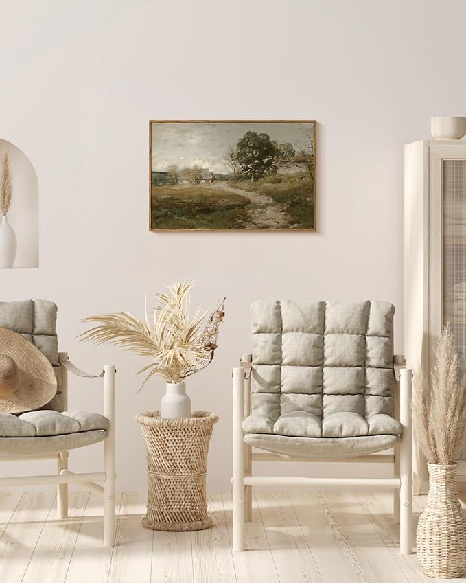 InSimSea Framed Canvas Wall Art Vintage Decor, Room Decor Classical Oil Painting Canvas Prints Arkville Landscape Vintage Wall Art Home Decor, 16"x24"